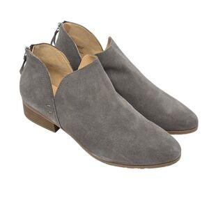 Kenneth Cole Reaction Women Gray Suede Side Zip Ankle Booties‎ Block Heel 9.5